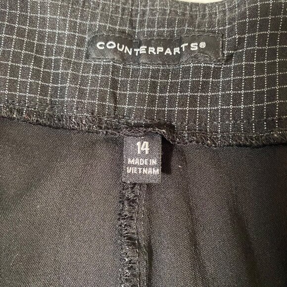Womens Size 14 Black & White Grid Print Dress Pants By Counterparts - Picture 4 of 7
